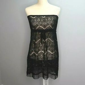 Swim Suit/Beach Cover-up Black Lace Strapless Sz S